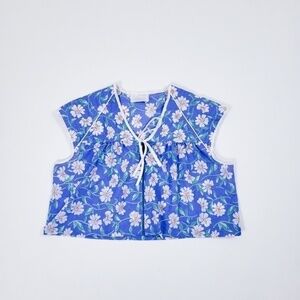 Vintage coord set daisy shorts crop top blouse reworked upcycled high waisted